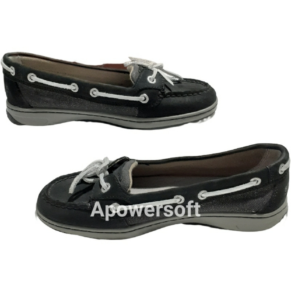 womens size 7 black & grey sperry shoes